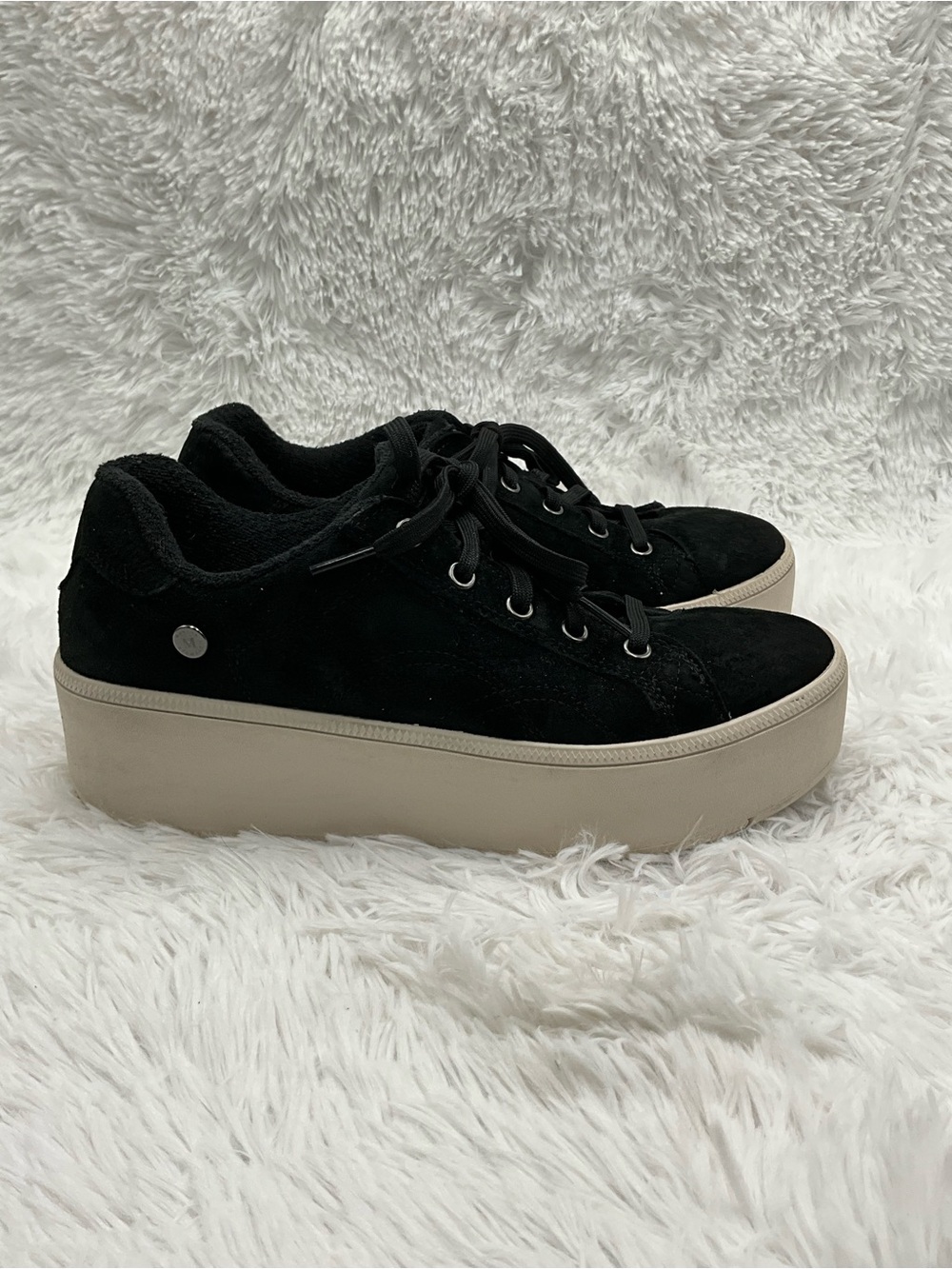 Skechers x Martha Stewart Sneakers Size 9.5 Black Suede 2” Platform